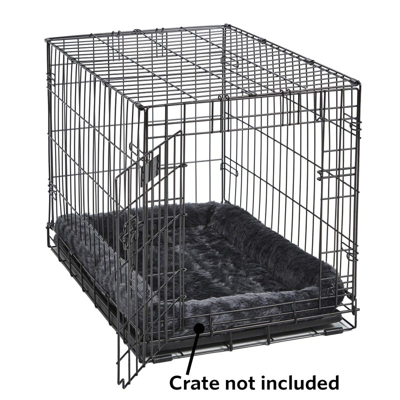 New World Dog Bed â€“ Gray Faux Fur Bolster, Ultra-Soft and Machine Washable, Fits 24-Inch Crates and Carriers, for Small Dogs and Cats - Image 4